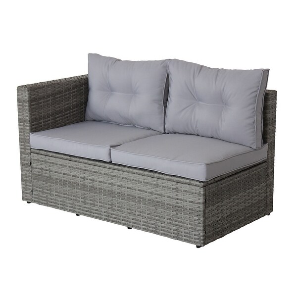 4 Piece Patio Sectional Wicker Rattan Outdoor Furniture Sofa Set with Storage Box - Overstock - 36064276