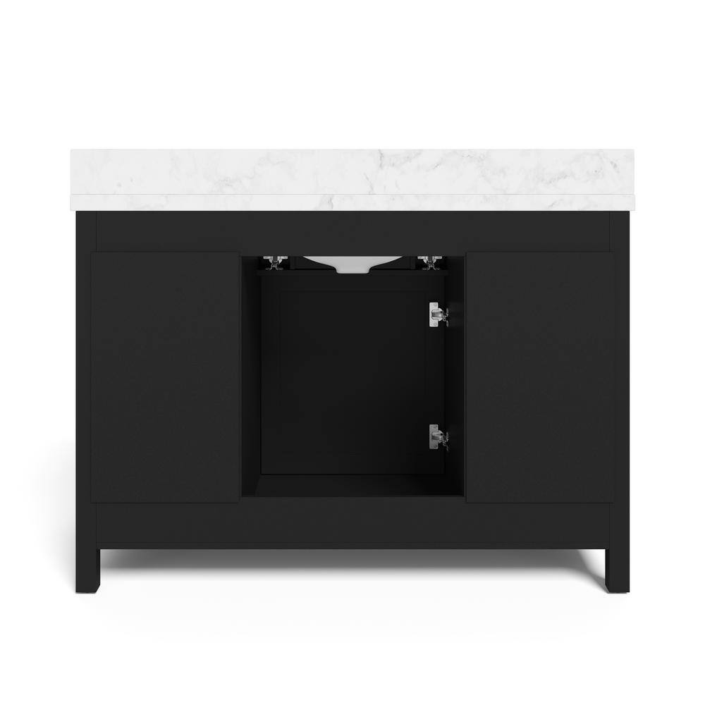 Home Decorators Collection Bonheur 48 in. W x 21 in. D Vanity in Black with Ceramic Vanity Top in White with White Basin HDPEV48V