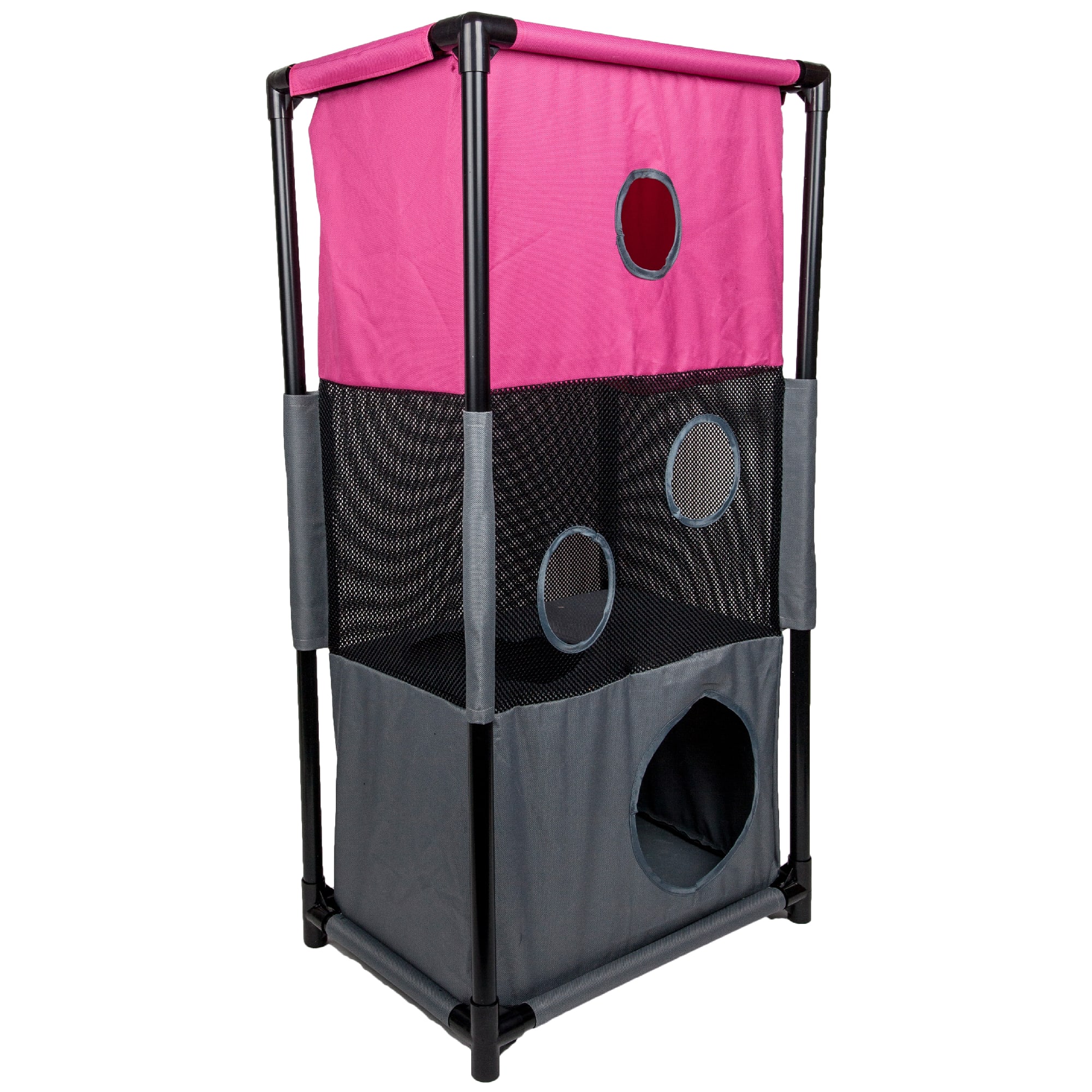 Pet Life Pink Square Obstacle Soft Folding Sturdy Play-Active Collapsible Travel Cat House， 17.71