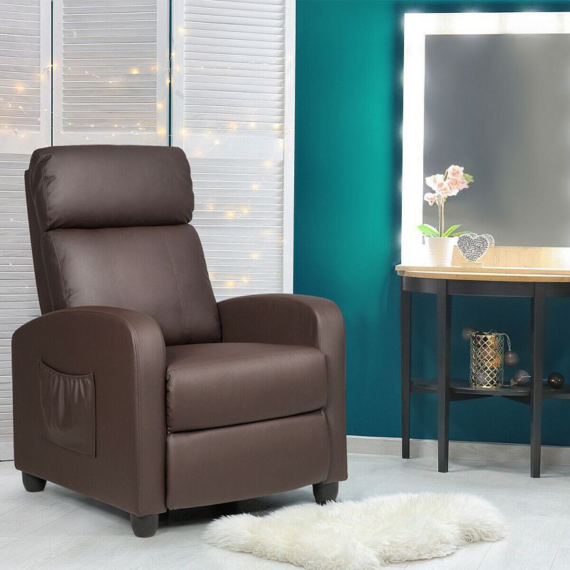 Recliner Sofa Wingback Chair with Massage Function-Brown