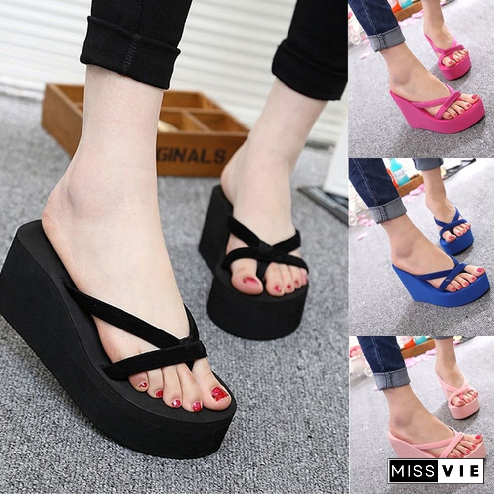 Women Casual Fashion Wedges Flip Flops Outdoor Slippers for Summer Platform Shoes