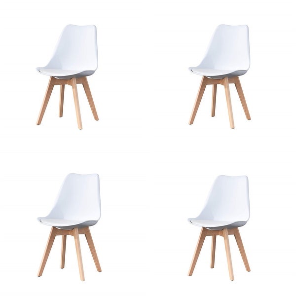 4 Pcs Dining Chairs， Armless Kitchen Chairs Side Chair with Wood Legs