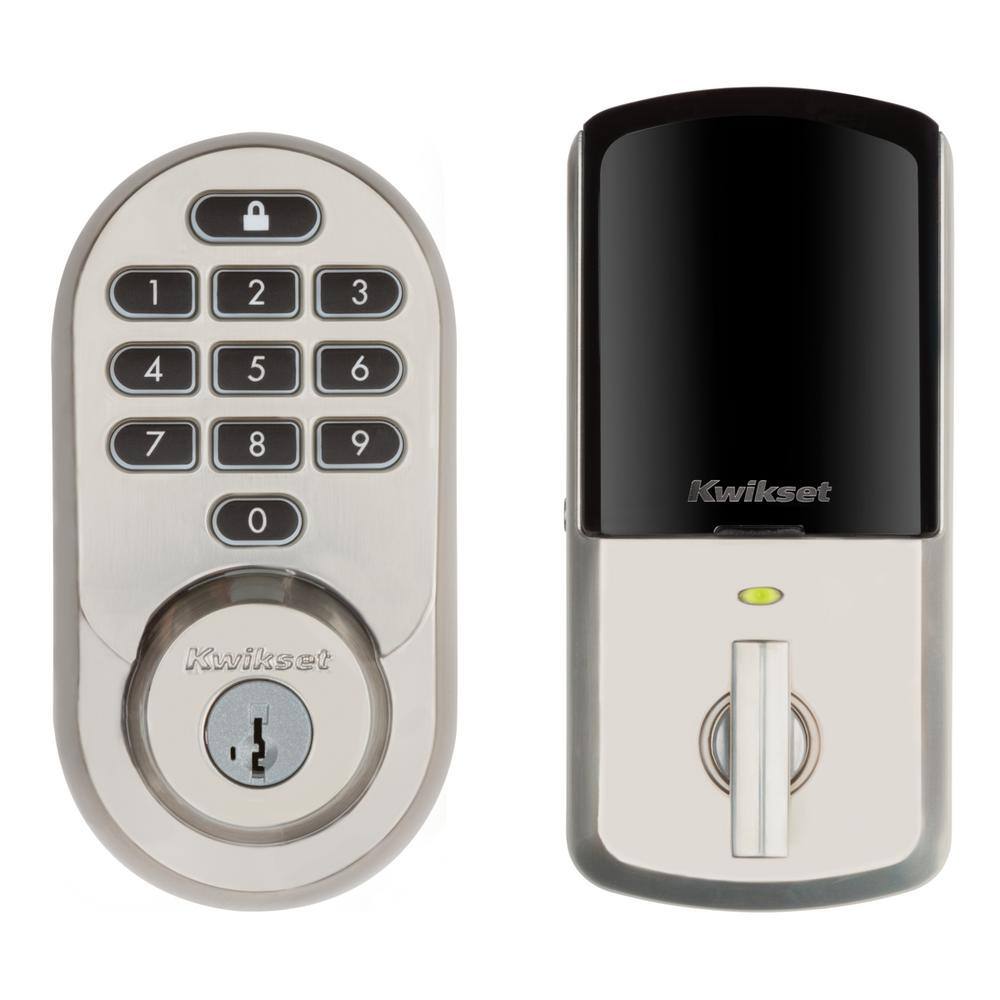 Kwikset HALO Satin Nickel Keypad WiFi Electronic Single-Cylinder Smart Lock Deadbolt featuring SmartKey Security 938WIFIKYPD15SM