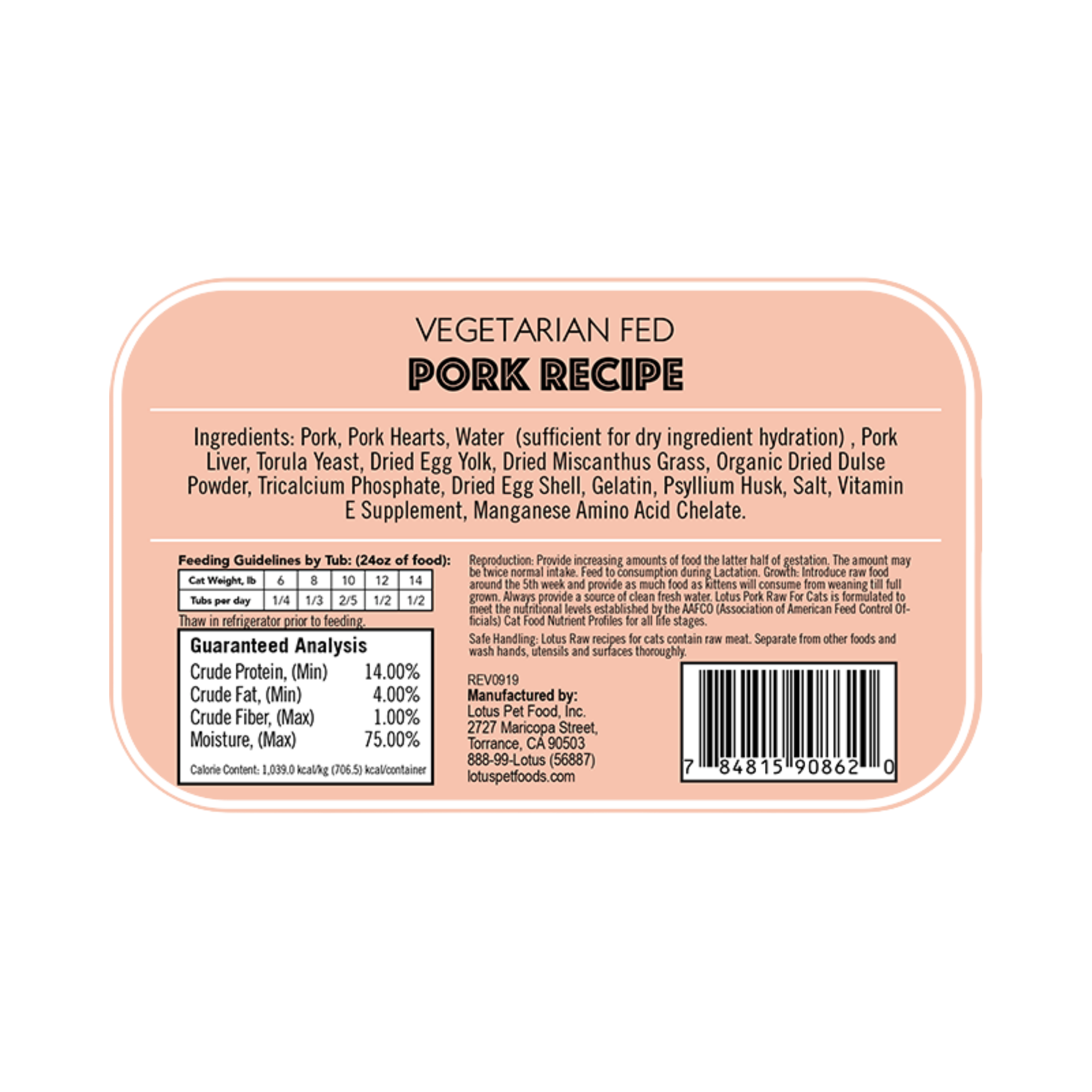 Lotus Raw Frozen Cat Food Pork