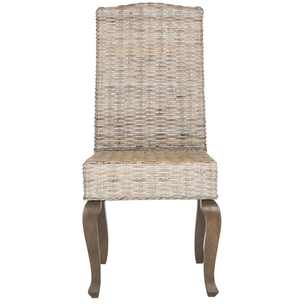 SAFAVIEH Dining Rural Woven Milos White Washed Dining Chairs (Set of 2)