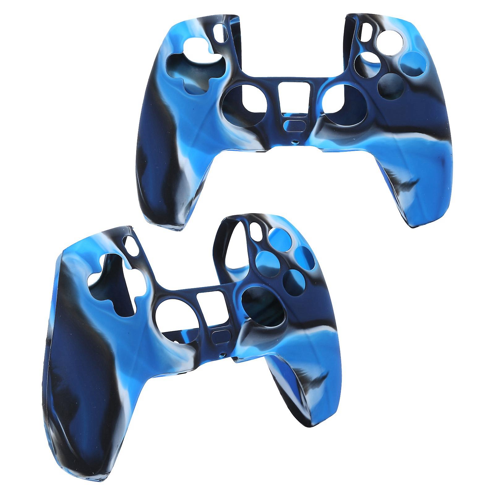 2pcs Gamepad Protective Cover Camouflage Silicone Case Skin For Ps5 Game Controllercamo Blue