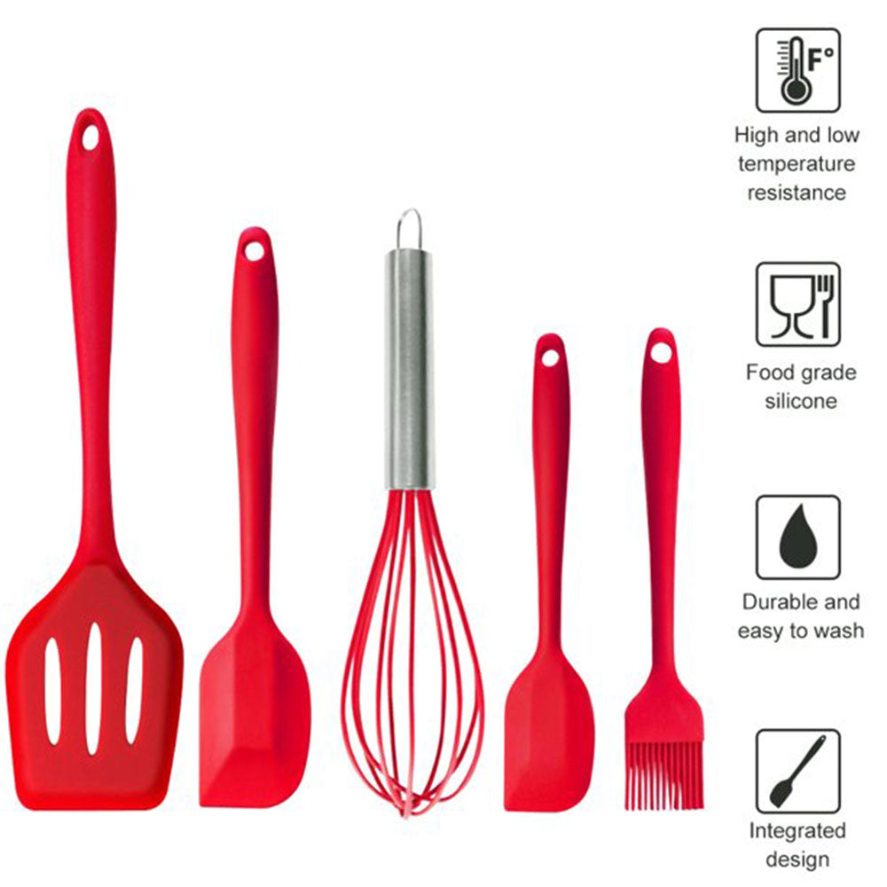 5PCS Silicone Spatula Set, Non-Stick & Heat-Resistant Rubber Spatula Set, Spatula Kitchen Utensils Set for Cooking, Baking and Mixing