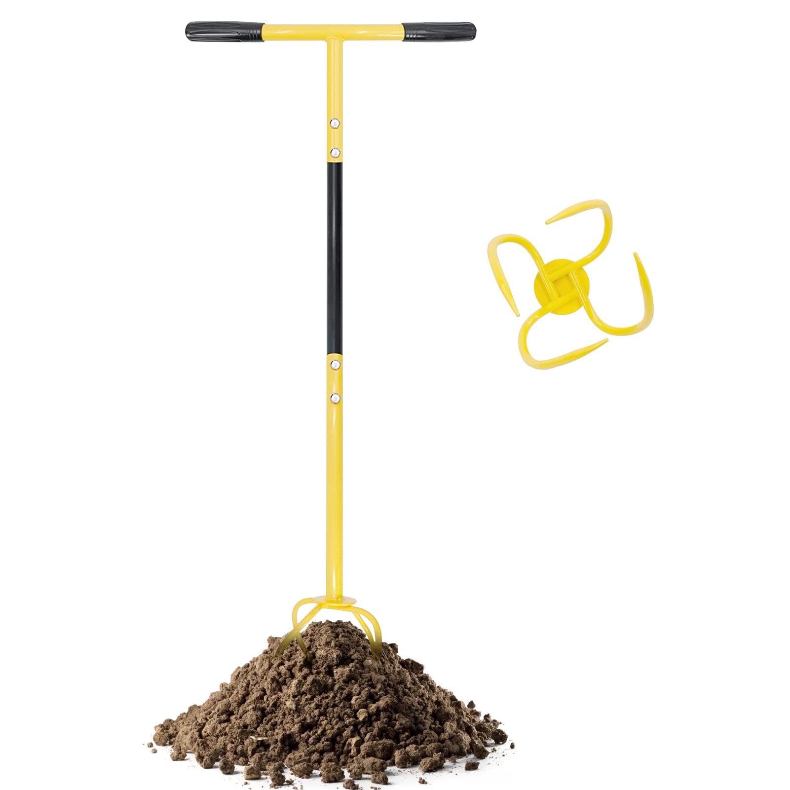 Manual Cultivator - Claw Hand Tiller - Height Adjustable Hand Tiller Lawn Aerator, Garden Long Cultivator / Shovel For Raised Beds, Soil Looseners