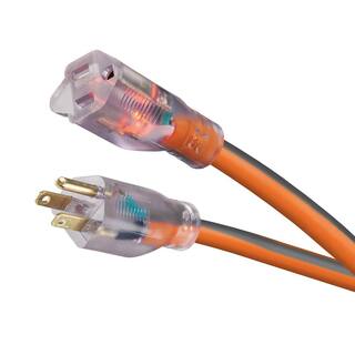 RIDGID 100 ft. 123 Heavy Duty IndoorOutdoor Extension Cord with Lighted End OrangeGrey 74100RGD