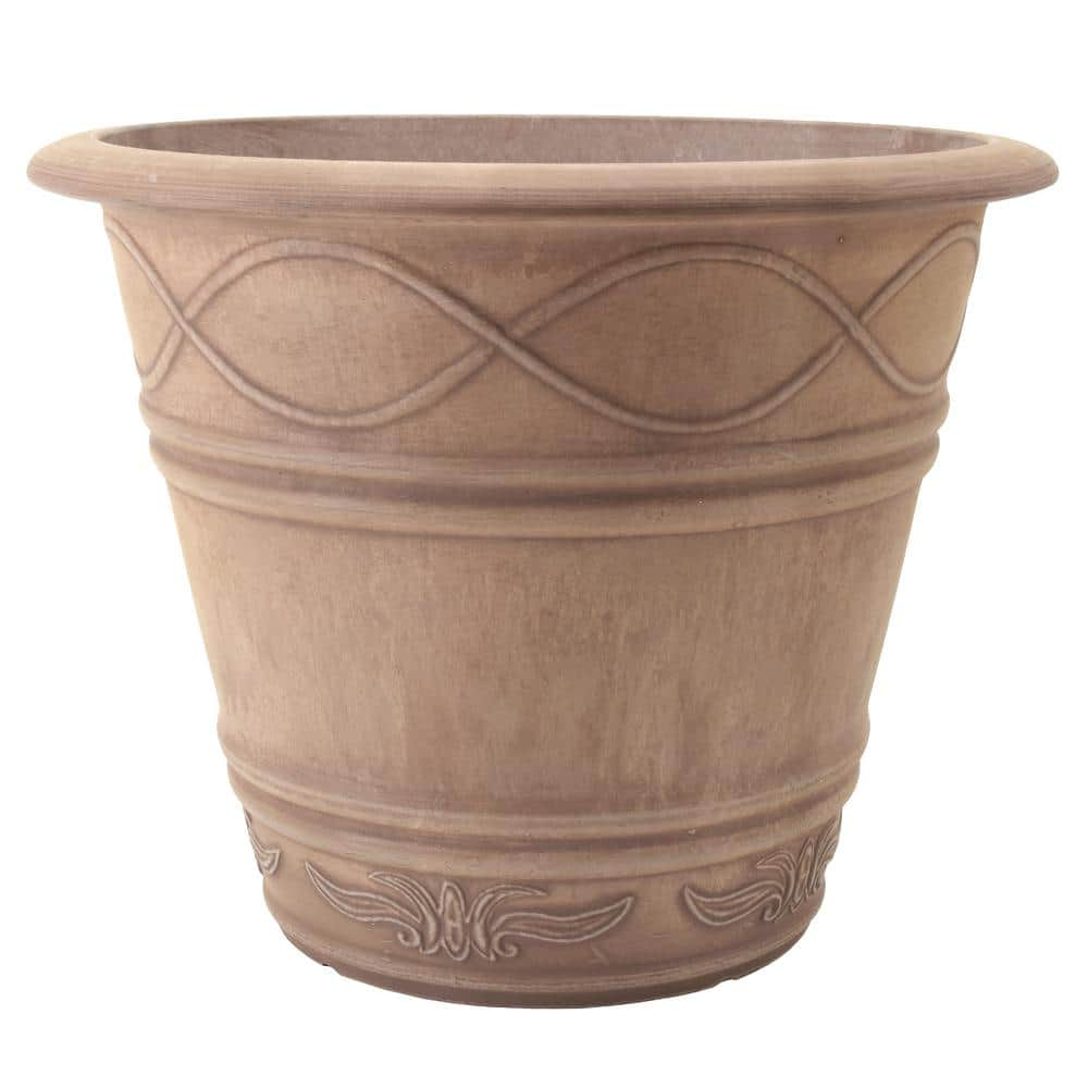 Arcadia Garden Products Western Weave 14-1/2 in. x 11 in. Taupe Composite PSW Pot ME36TP