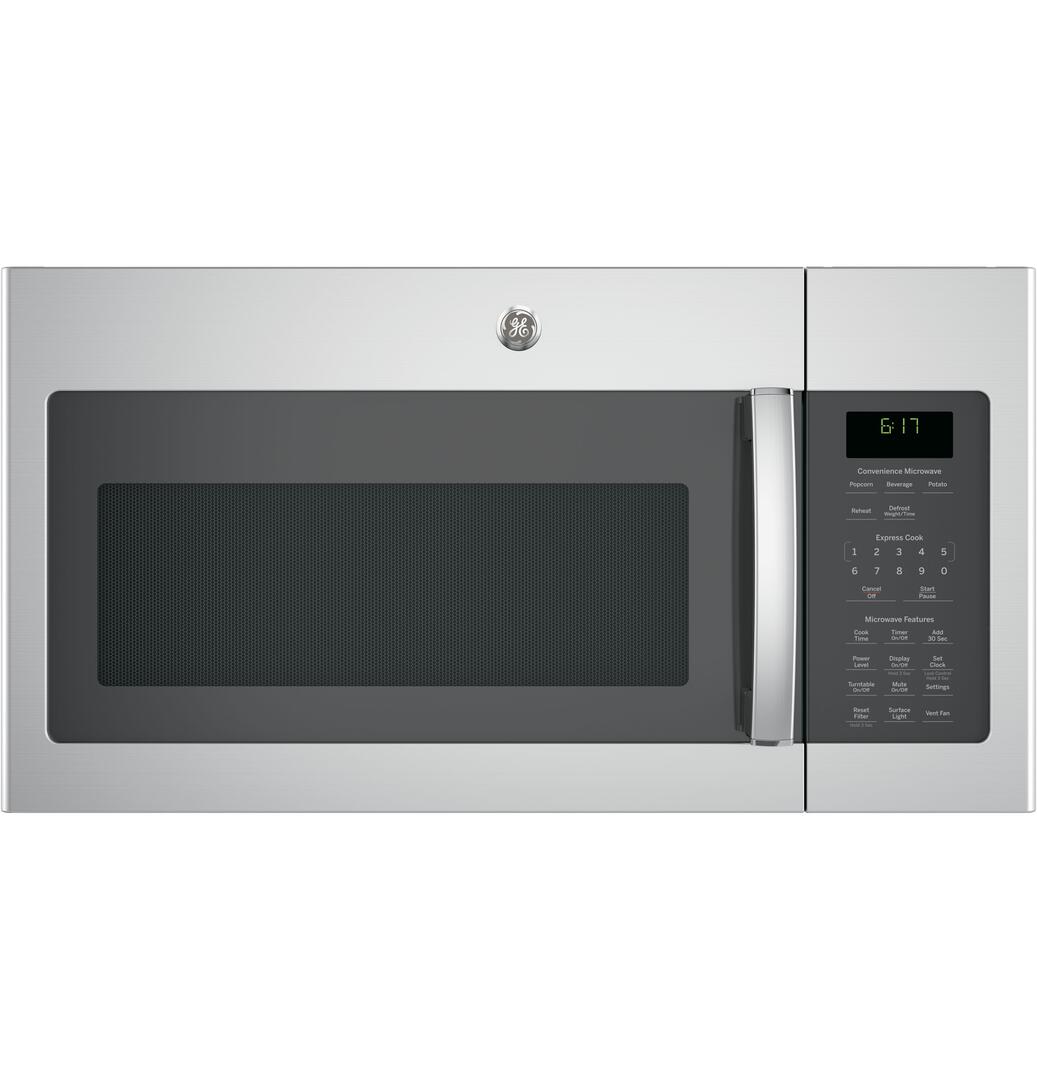 JVM6172SKSS 30 Over-the-Range Microwave Oven with 1.7 cu. ft. Capacity Two-speed 300-CFM Venting fan system 10 power levels Weight and time defrost and Add 30 seconds button in Stainless Steel