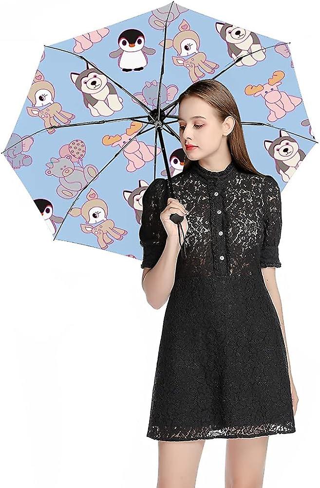 Colourlife Travel Umbrella Baby Animals Automatic Windproof Foldable Umbrella For Sun and Rain