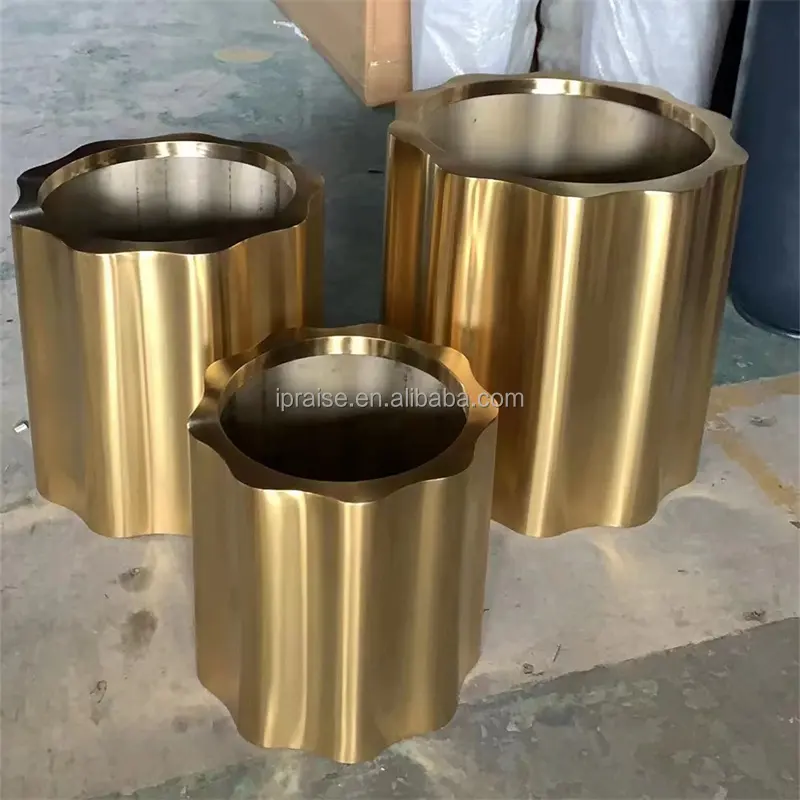 Outdoor garden supplies home decor plant vase / gold stainless steel flower pots/ planters for entrance