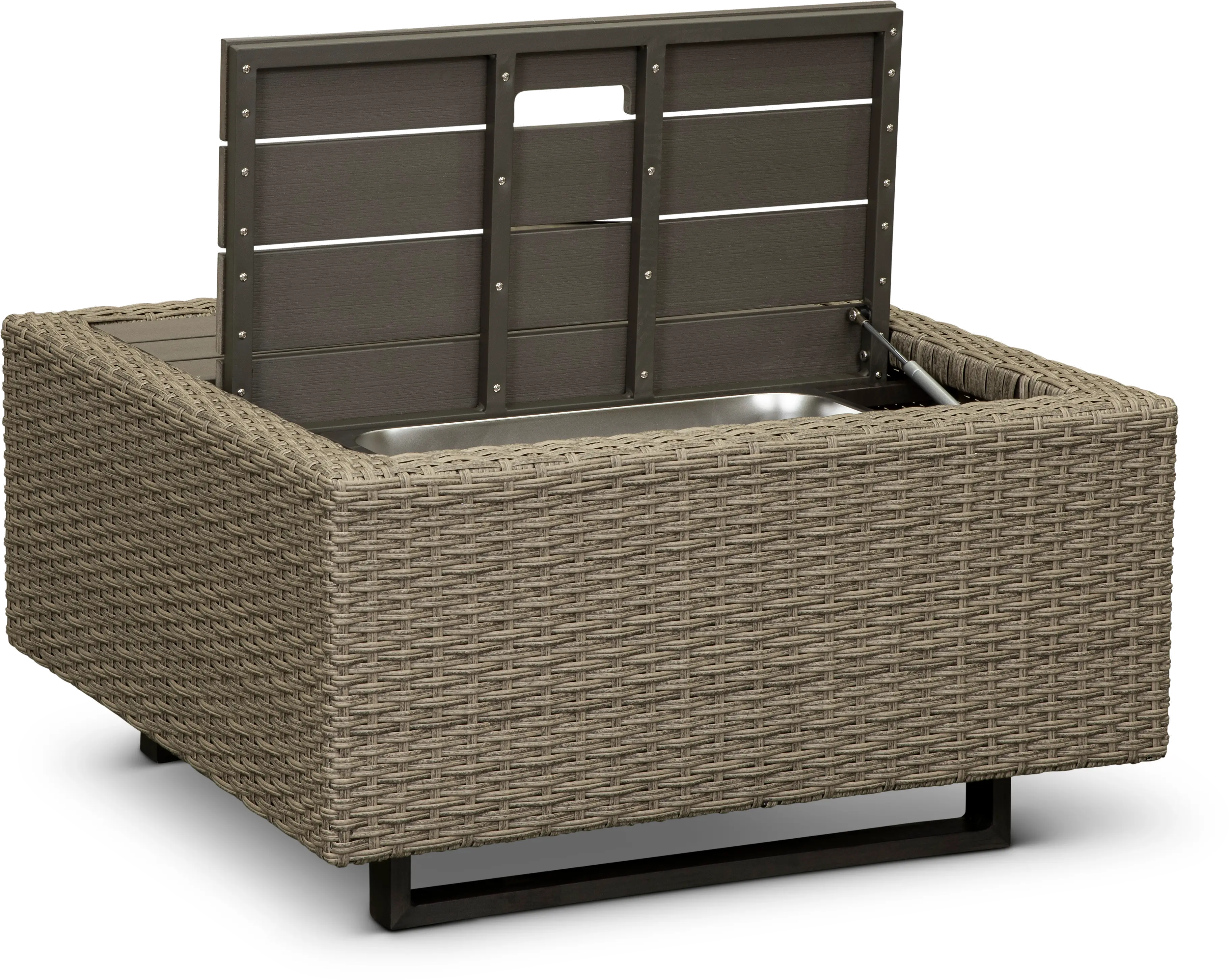 Vale Taupe Woven Patio Coffee Table with Ice Bucket