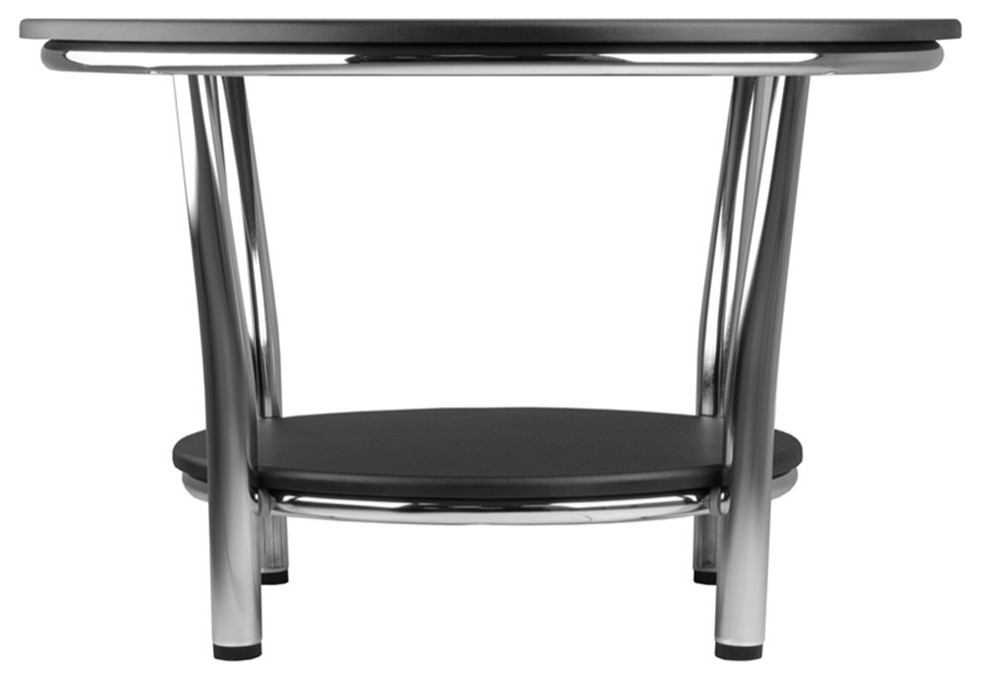 Winsome Maya Round Coffee Table Top with Legs in Black/Metal Finish   Contemporary   Coffee Tables   by Homesquare  Houzz