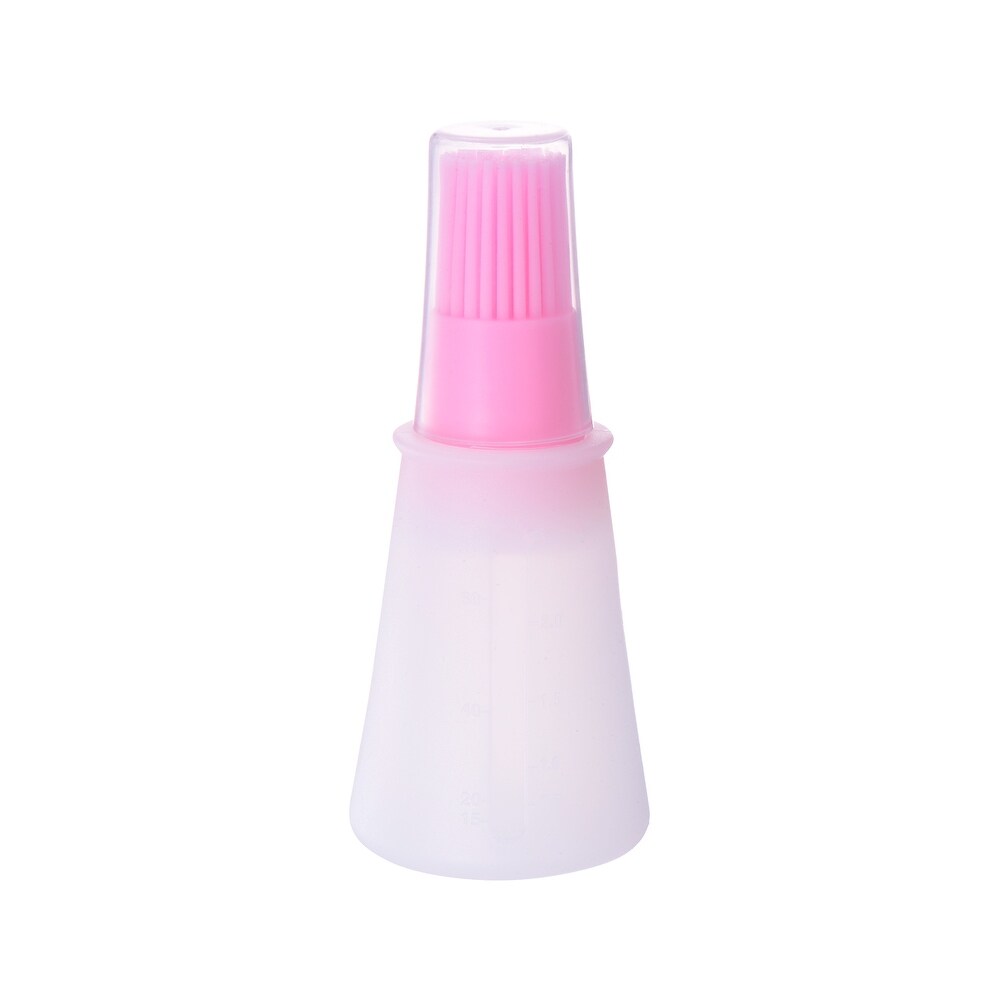 Silicone Pressing Bottle Oil Brush with Cap for Barbecue Cooking Baking  Pink