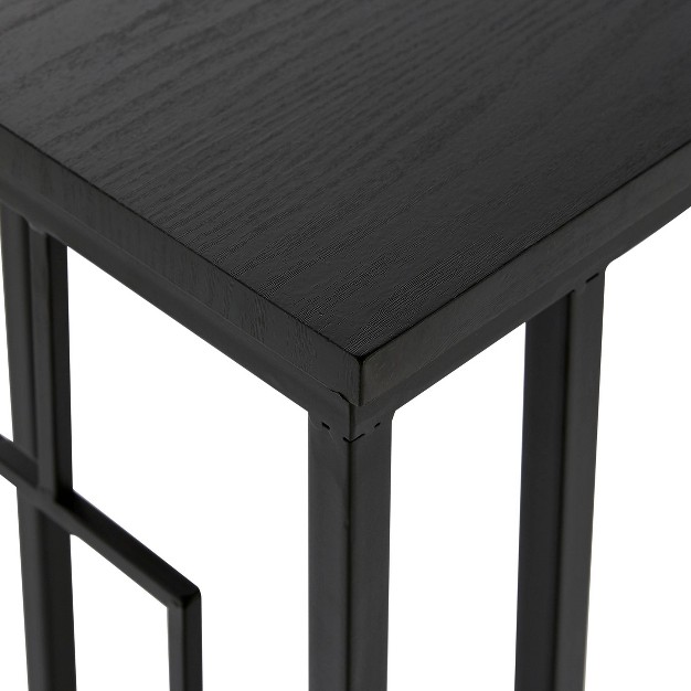 Contemporary Metal And Wood Accent Table Black Olivia amp May