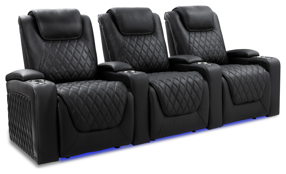 Valencia Oslo Luxury Edition Leather Home Theater Seating Row of 3 Onyx   Theater Seating   by E VISION INTL INC.  Houzz