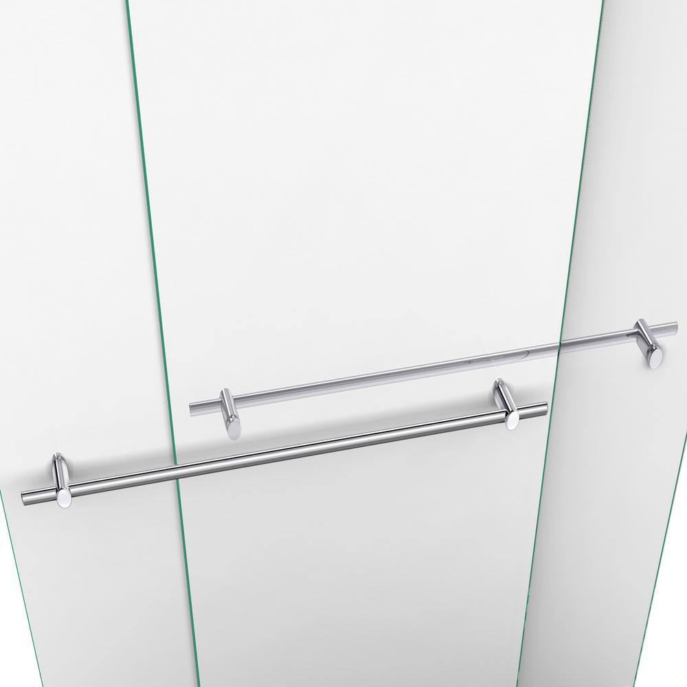 DreamLine Duet 44 to 48 in. x 72 in. Semi-Semi-Frameless Bypass Sliding Shower Door in Brushed Nickel SHDR-1248728-04