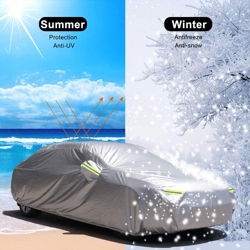 Heavy Duty Thickening Waterproof Full Car Cover All Weather Protection Outdoor Indoor Use UV Dustproof for Auto SUV Sedan， YL(16*6*6ft)