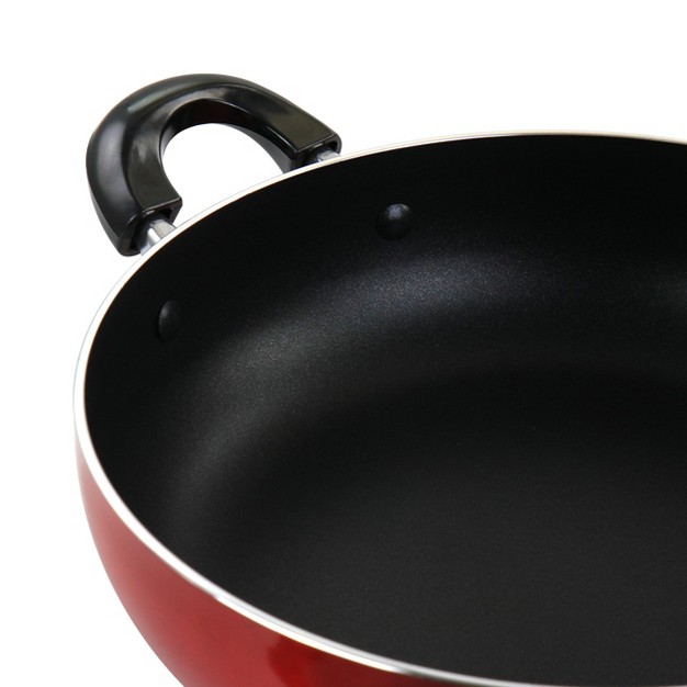 Better Chef 10 Inch Red Aluminum Deep Frying Pan With Glass Lid