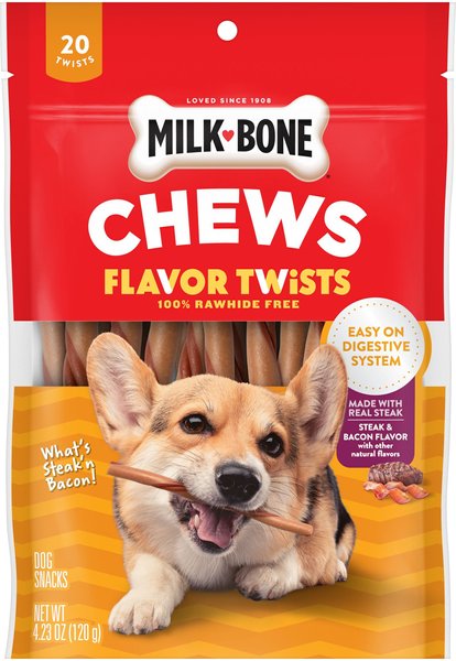 Milk-Bone Flavor Twists Chews What's Steak'n Bacon Dog Treats