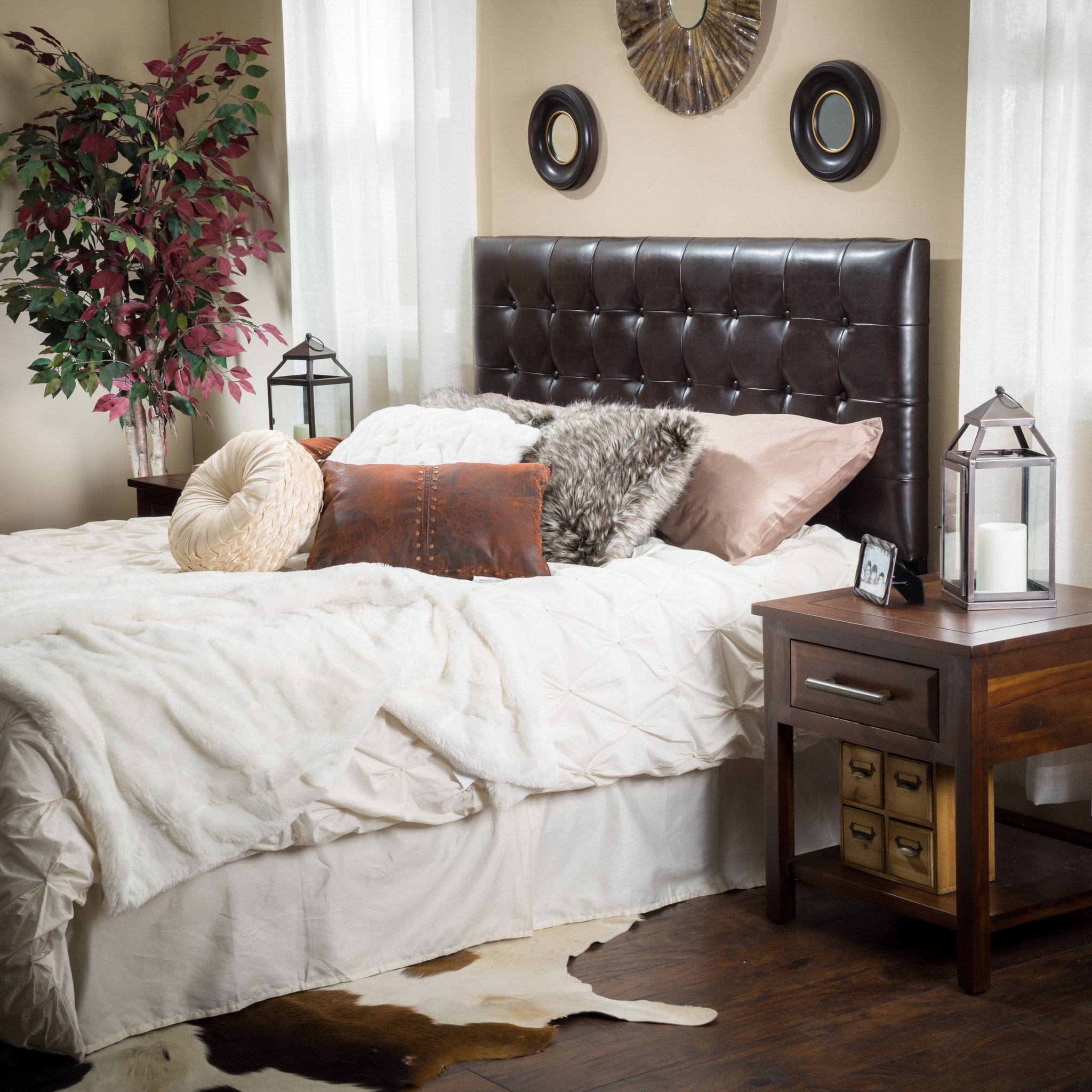 Lansing Queen/Full Brown Leather Headboard