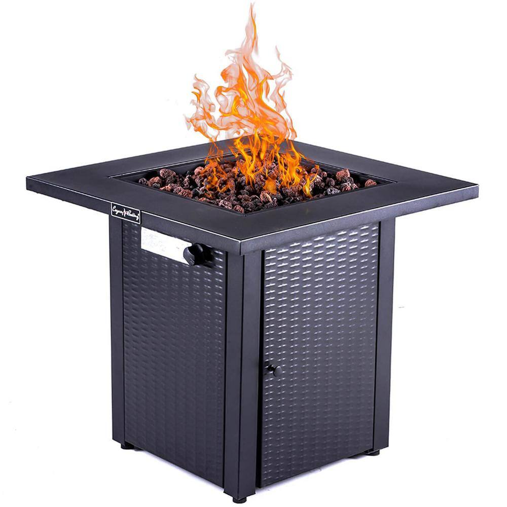 50000BTU Outdoor Propane Metal Fire Pit Table with Adjustable Flame Black BYY617-1