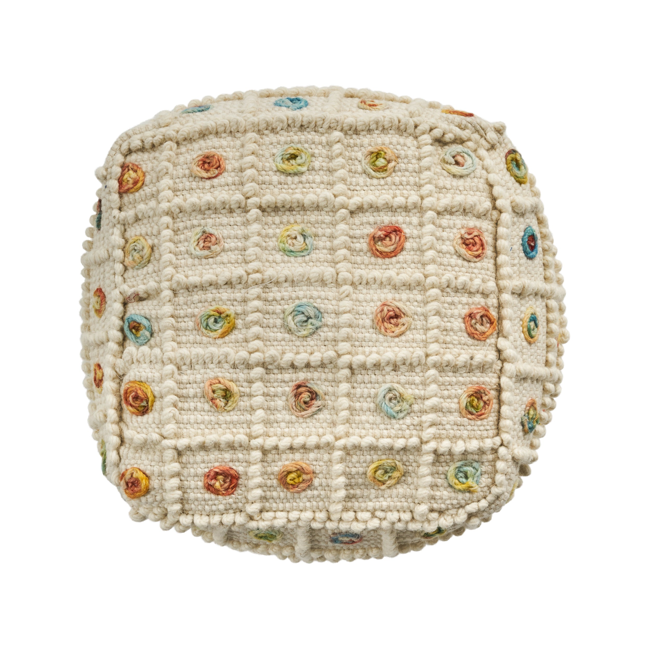 Jaceyon Boho Wool and Cotton Ottoman Pouf