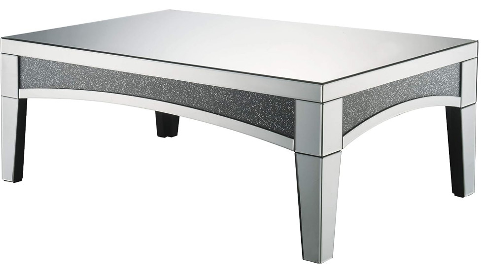 Modern Coffee Table  Tapered Legs  ampRectangular Mirrored Top  Silver/Dark Gray   Contemporary   Coffee Tables   by Decor Love  Houzz