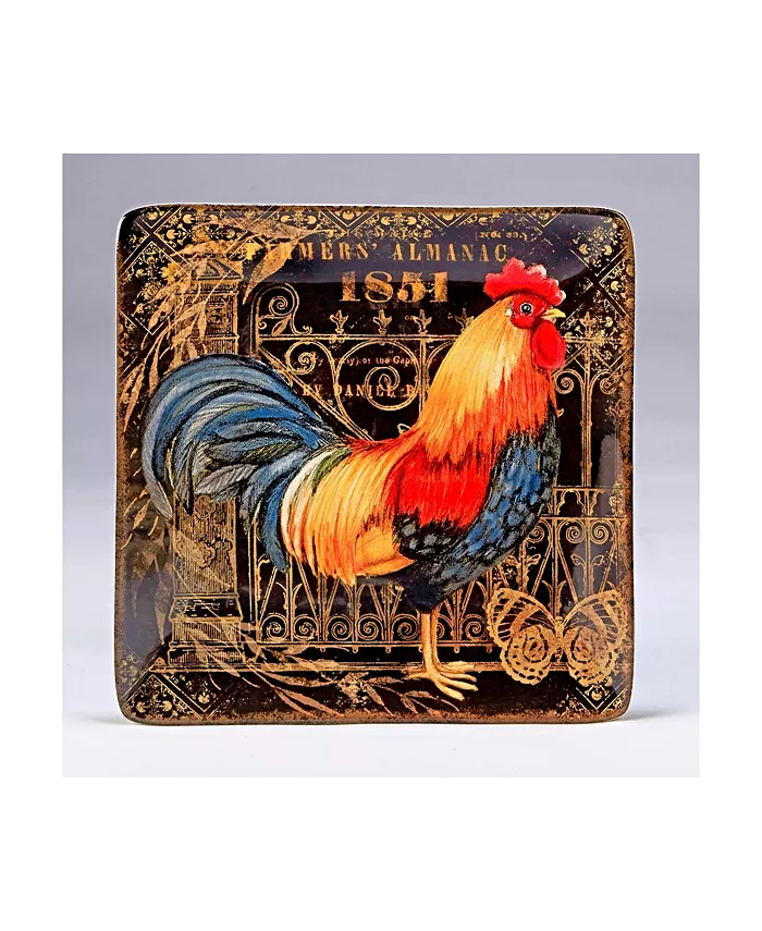 Certified International Gilded Rooster 4-Pc. Canape Plate