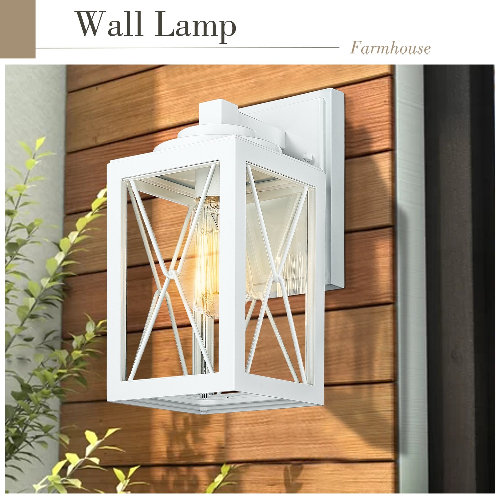 Exterior Wall Sconce， Clear Glass White Finish Shopping - The Best Deals on Outdoor Wall Lanterns | 41382186