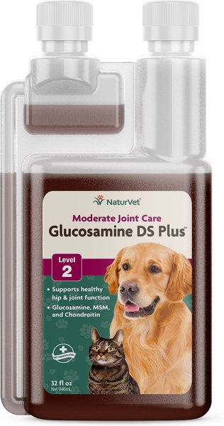 NaturVet Moderate Care Glucosamine DS Plus Liquid Joint Supplement for Cats and Dogs