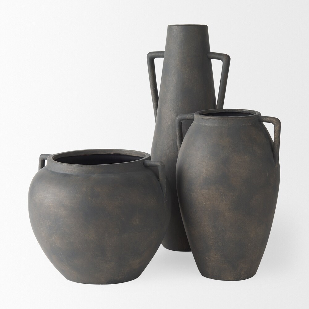 Kilian Brown And Gray Ceramic Double Ear Vase (17\