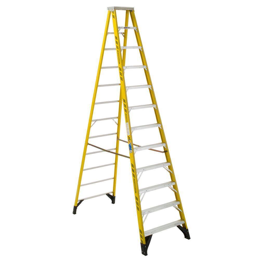 Werner 12 ft. Yellow Fiberglass Step Ladder with 375 lbs. Load Capacity Type IAA Duty Rating 7312