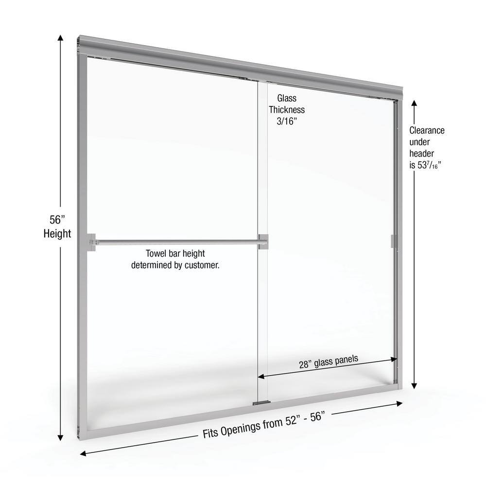 Basco Classic 56 in. x 56 in. Semi-Framed Sliding Tub Door in Silver CLCH05A5656OBSV