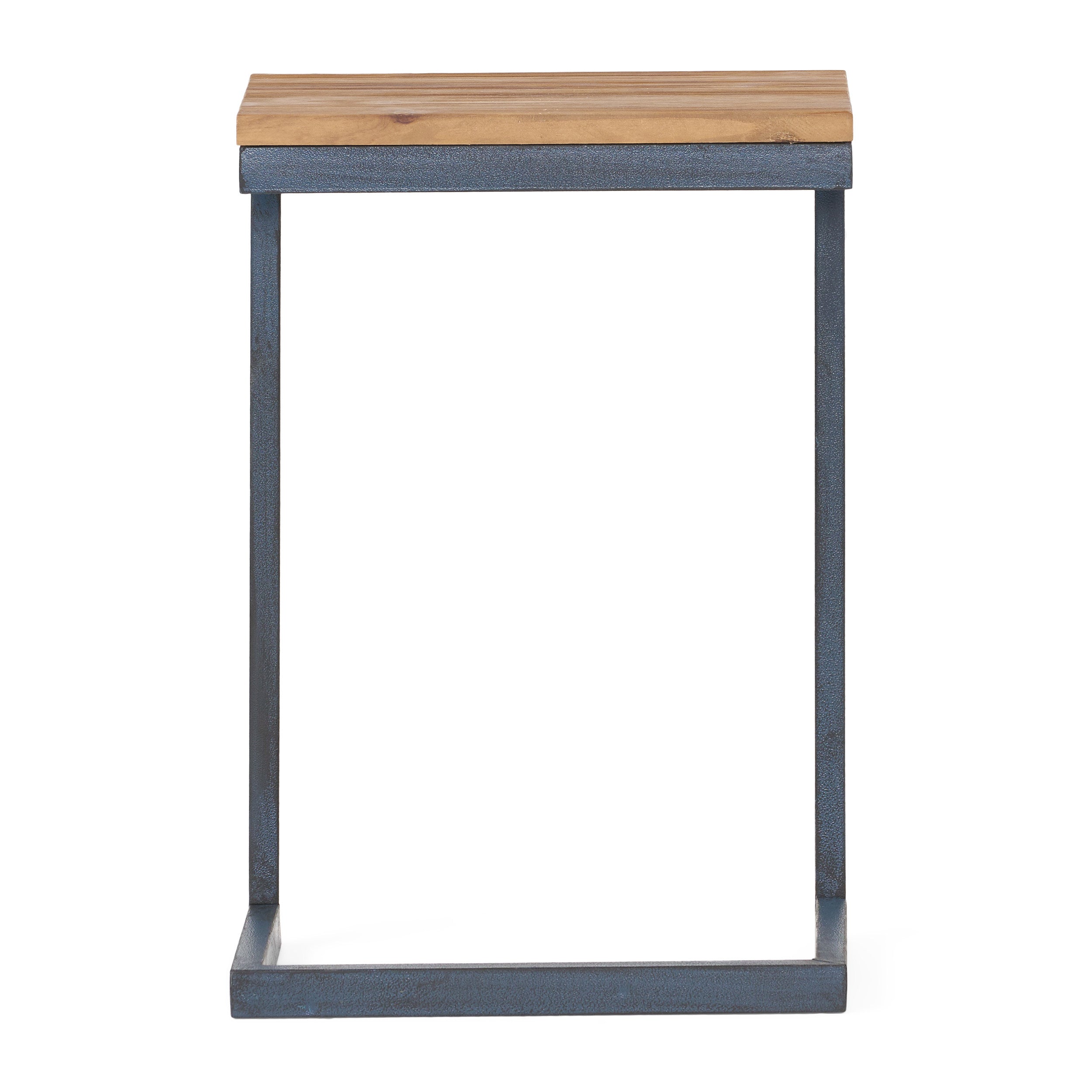 Ramona Modern Industrial Firwood C-Shaped Accent Side Table with Iron Frame