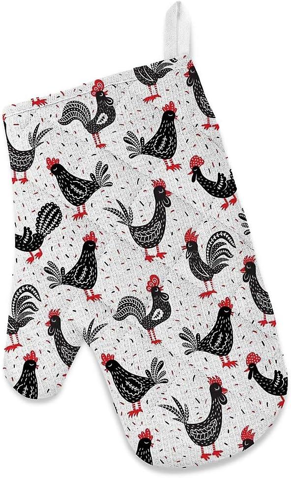 Insulation Kitchen Oven Mitts Potholder Apron 3pcs Set Roosters Non Slip Heat Resistant Gloves For Baking Cooking Bbq