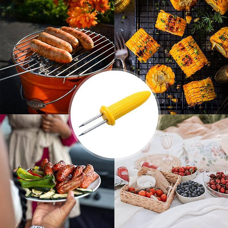 10pcs Fork Corn Skewer Stainless Steel Corn Holders Corn On The Cob Skewers Fruit Forks Outdoor Barbecue Tool Kitchen Bbq Tools