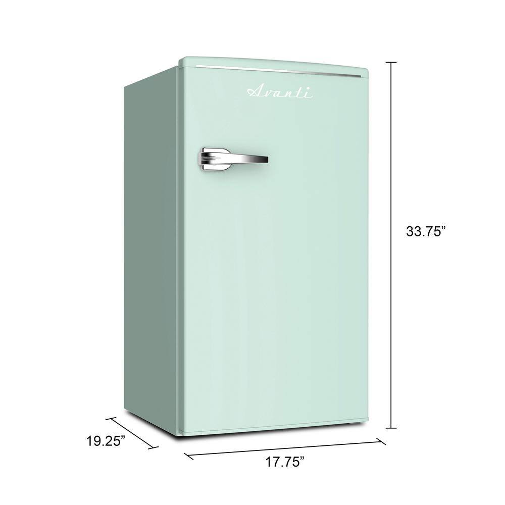 Avanti Retro Series 3.1 cu. ft. Compact Mini Fridge with Freezer in Seafoam Green RMRS31X7G-IS