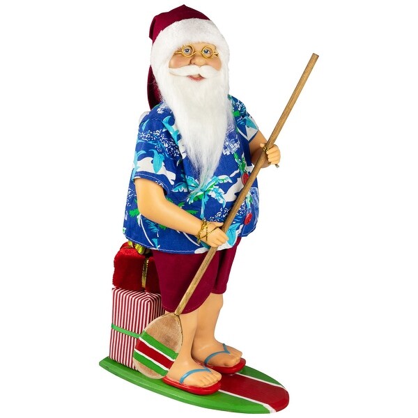 Santa on a Paddle Board Christmas Figure