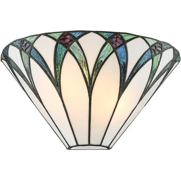 Fixture White Blue Stained Art Glass Shade For Bedroom Bathroom Hallway