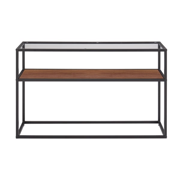 Glass Console Sofa Table Hallway Table Narrow Entryway Table 2 Shelves