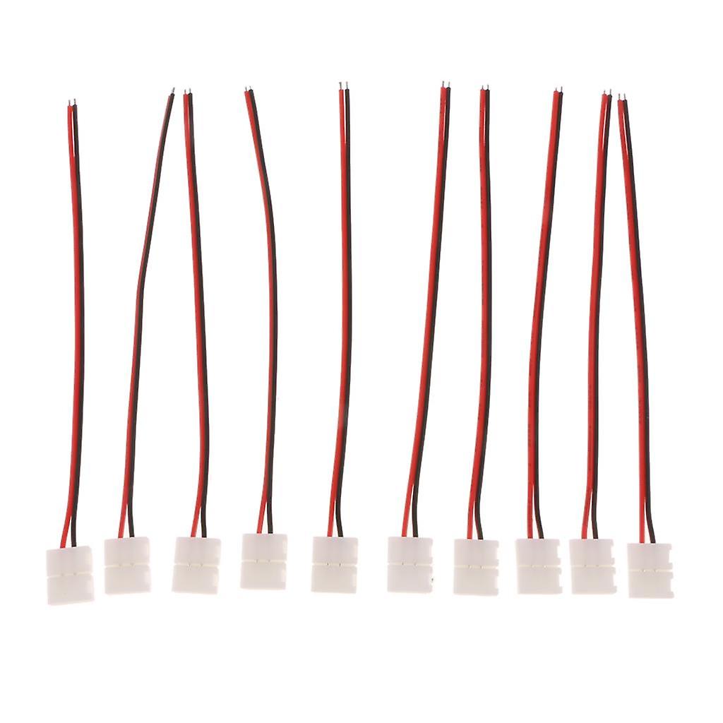 10x Solderless Clip To Wire Connector Extension Cable Wire For 8mm Width 3528 Single Color Strips， 2 Pin