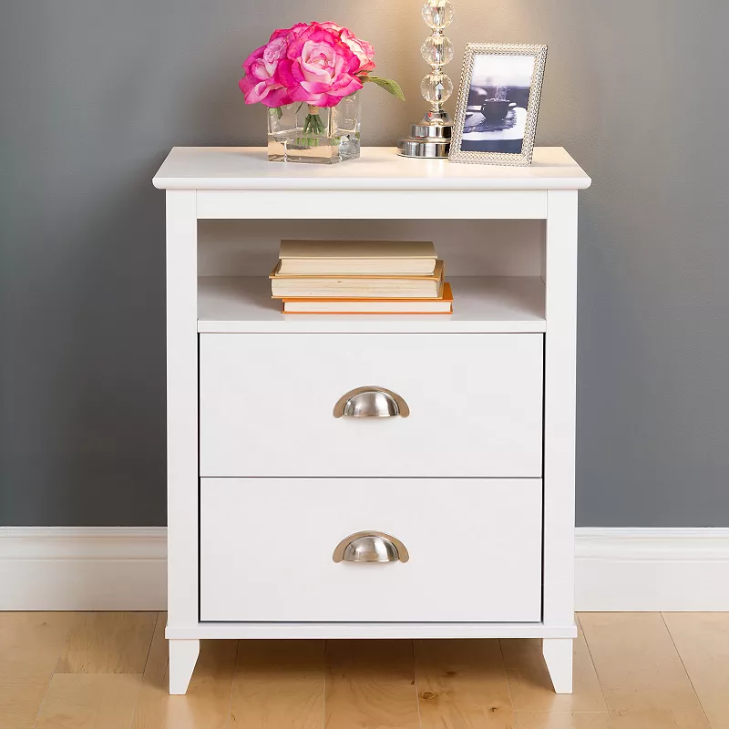 Prepac Yaletown 2-Drawer Tall White Nightstand