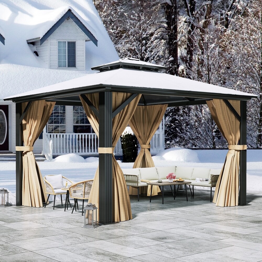 Outdoor Metal Patio Gazebo With Tiered Roof