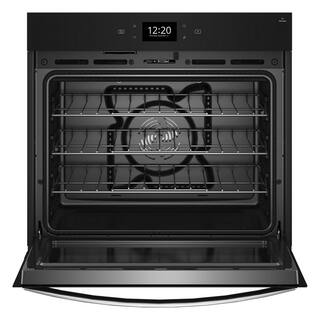 Whirlpool 30 in. Single Electric Wall Oven with True Convection Self-Cleaning in Black Stainless Steel with PrintShield Finish WOES7030PV