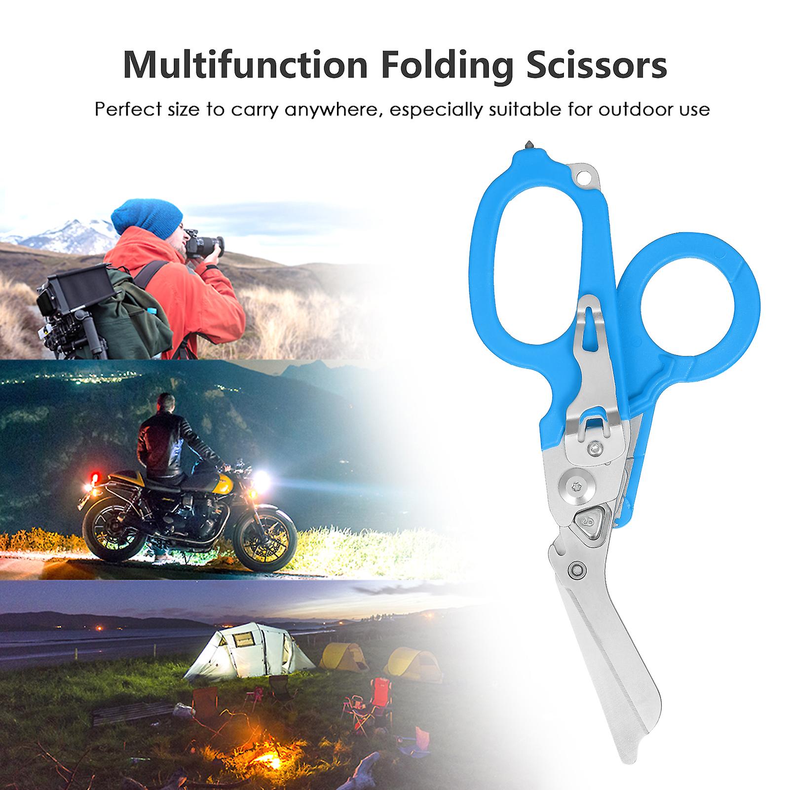 Multitool Scissors Folding 6 In 1 Multifunction Scissors Emergency Response Shears Outdoor Survival Home Repair Carbide Glass Breaker Oxygen Tank Wren