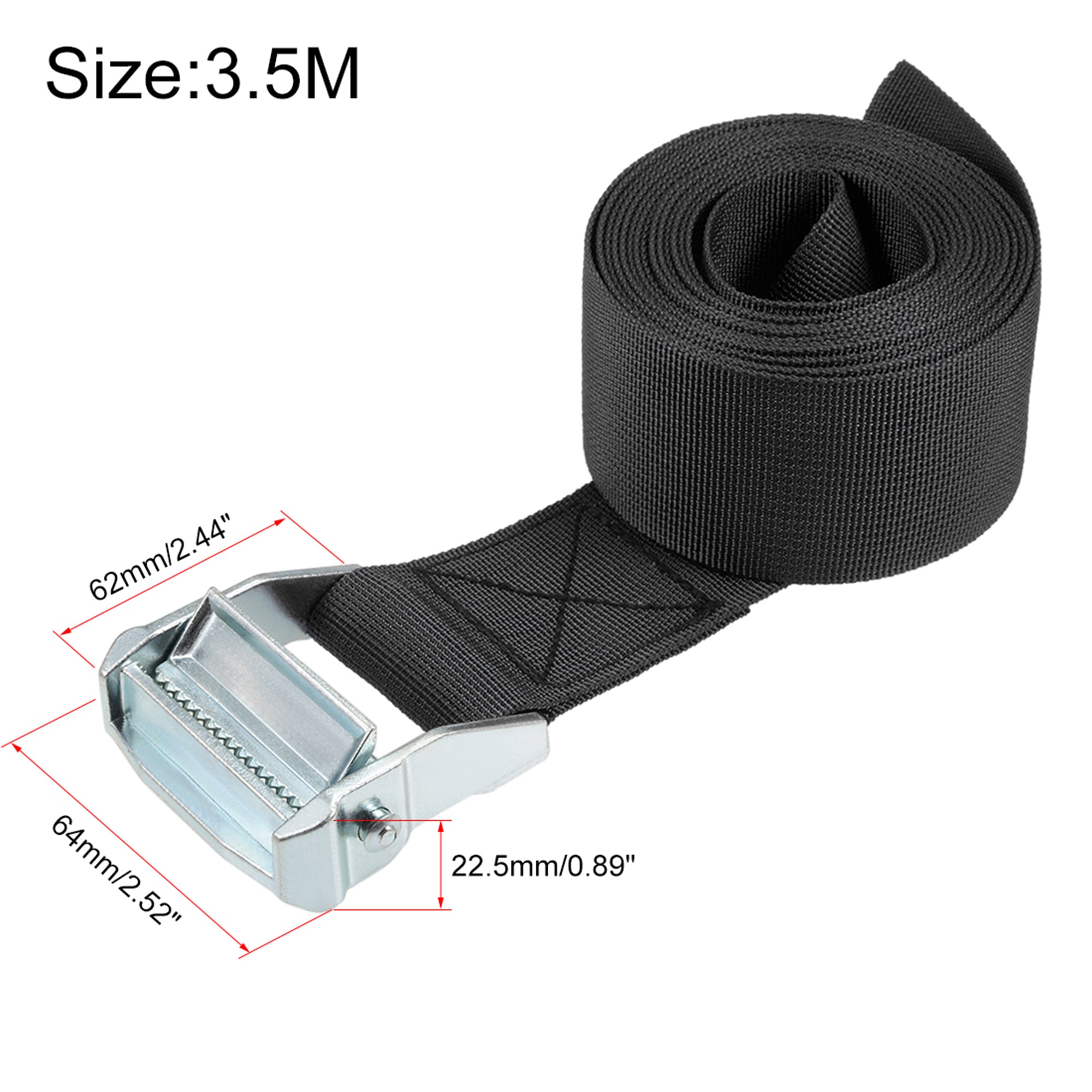 Uxcell 3.5M x 5cm Lashing Strap with Cam Lock Buckle 500Kg Work Load, Black, 2 Pack