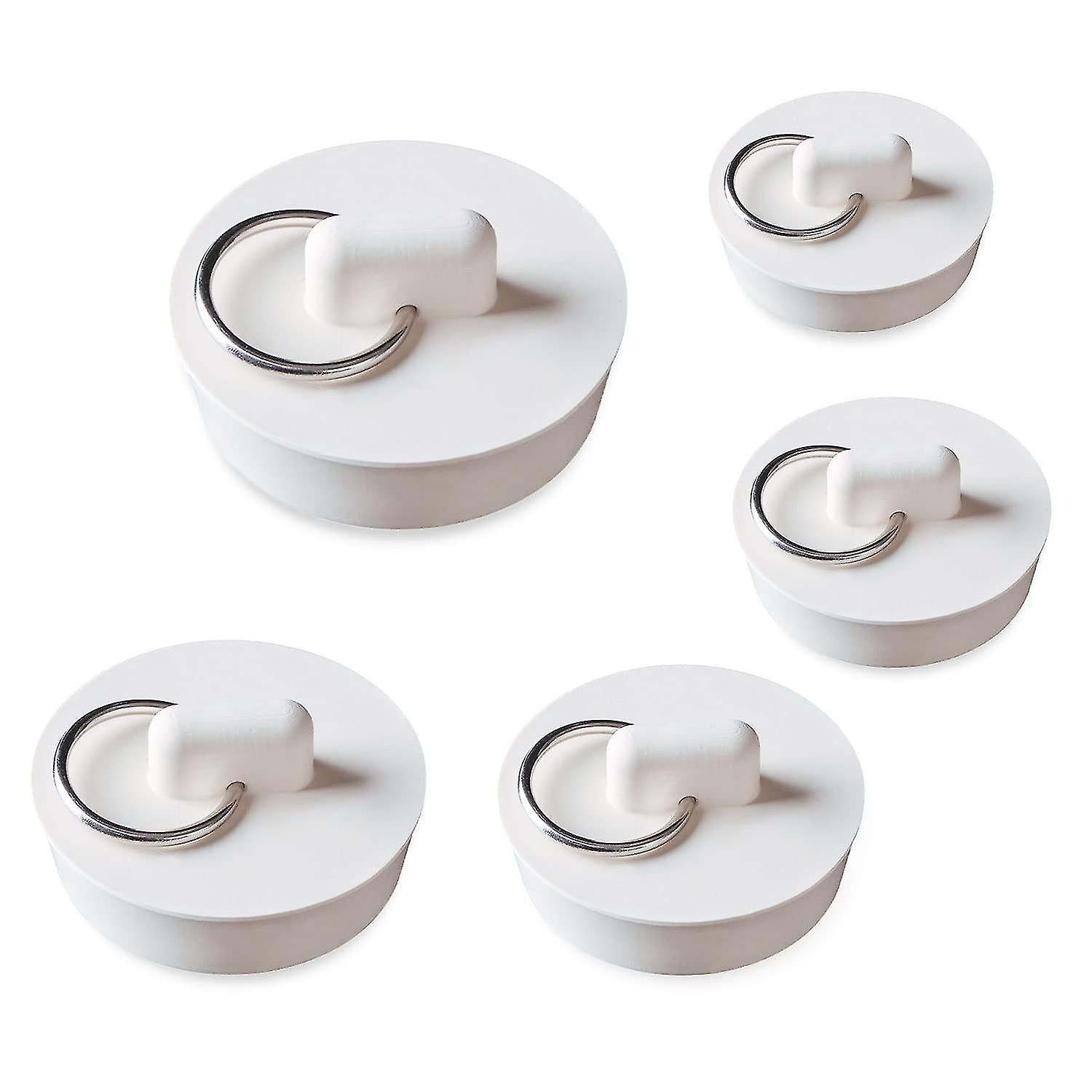 5 Pieces Bathtub Stopper Rubber Sink Stopper 5 Sizes White Sink Drain Stopper Set Sink Stopper